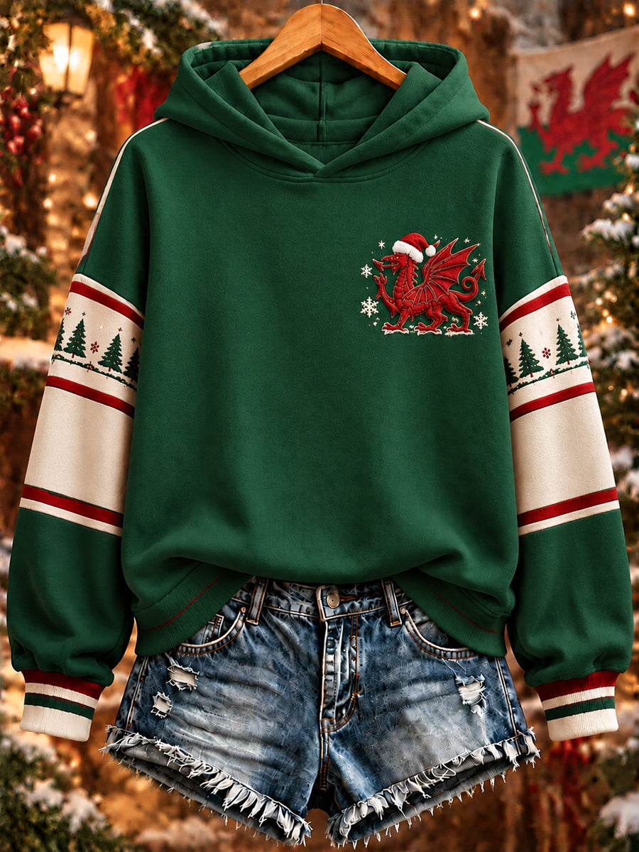 Women's Christmas Welsh Dragon Print Sweatshirt