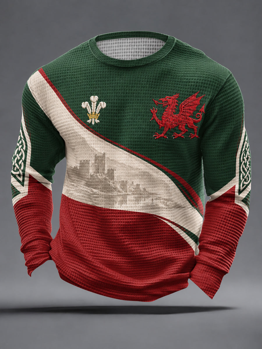 Men's Welsh Dragon Waffle Top