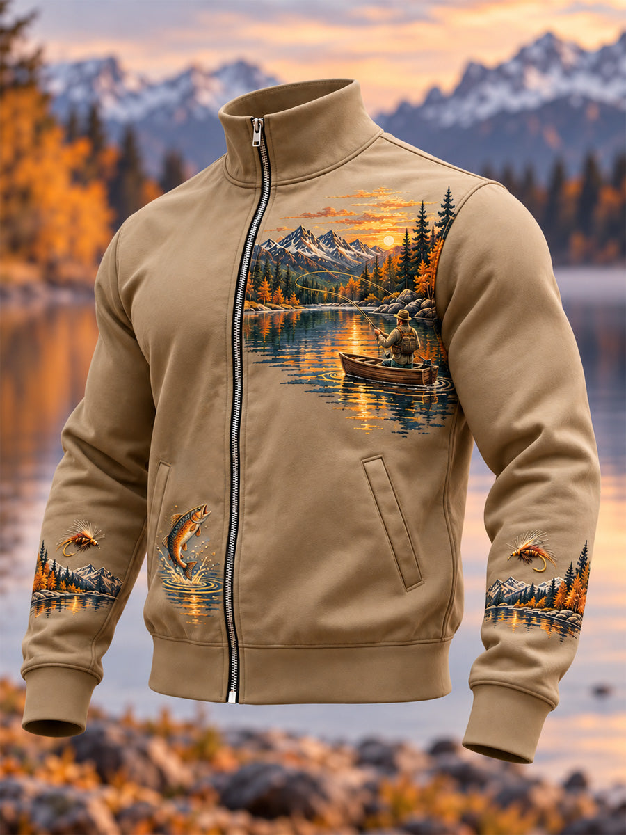 Men's Vintage Wilderness Fishing Print Top