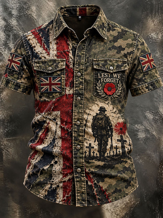 Men's Lest We Forget Camouflage Print Shirt