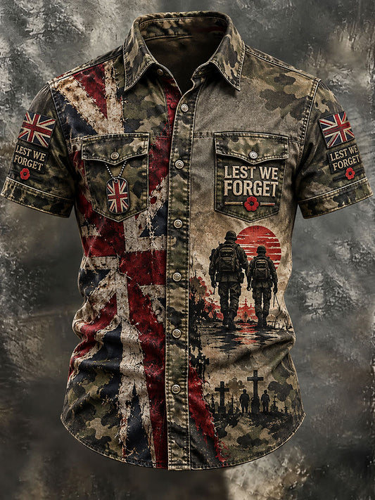 Men's Lest We Forget Camouflage Print Shirt