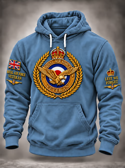 Men's British Veteran Printed Hoodie with Pockets